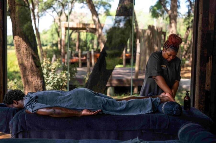 Man getting massage in nature